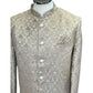 Beige / Gold - Classic Self Brocade Mens Sherwani with Quality Buttons - Smart Trousers - UK stock - 2/3 Days Delivery - YD2504 PY