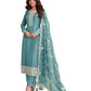 Light Blue - Simple / Classy Silky Ladies Indian Salwar Suit with Rich Dupatta - Available in Sizes 12 & 18 - VF69092 VR 0924
