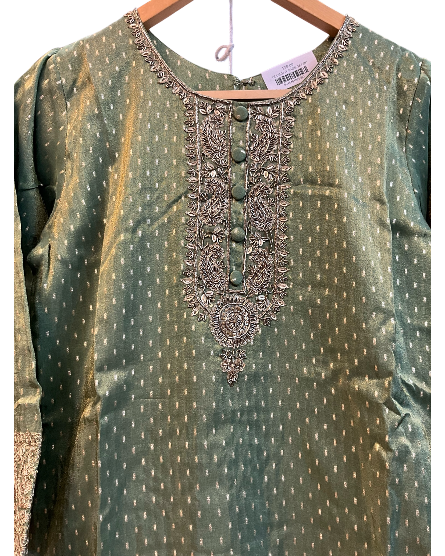UK 12 / 38" - Sage Green - Ladies Sharara / Palazzo Trousers Suit - UK Stock - Sangeet / Henna / Weddings - HEL6501 JY