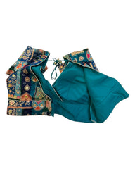 Navy Petrol Blue - Banarasi Brocade Saree / Lehenga blouse - 40