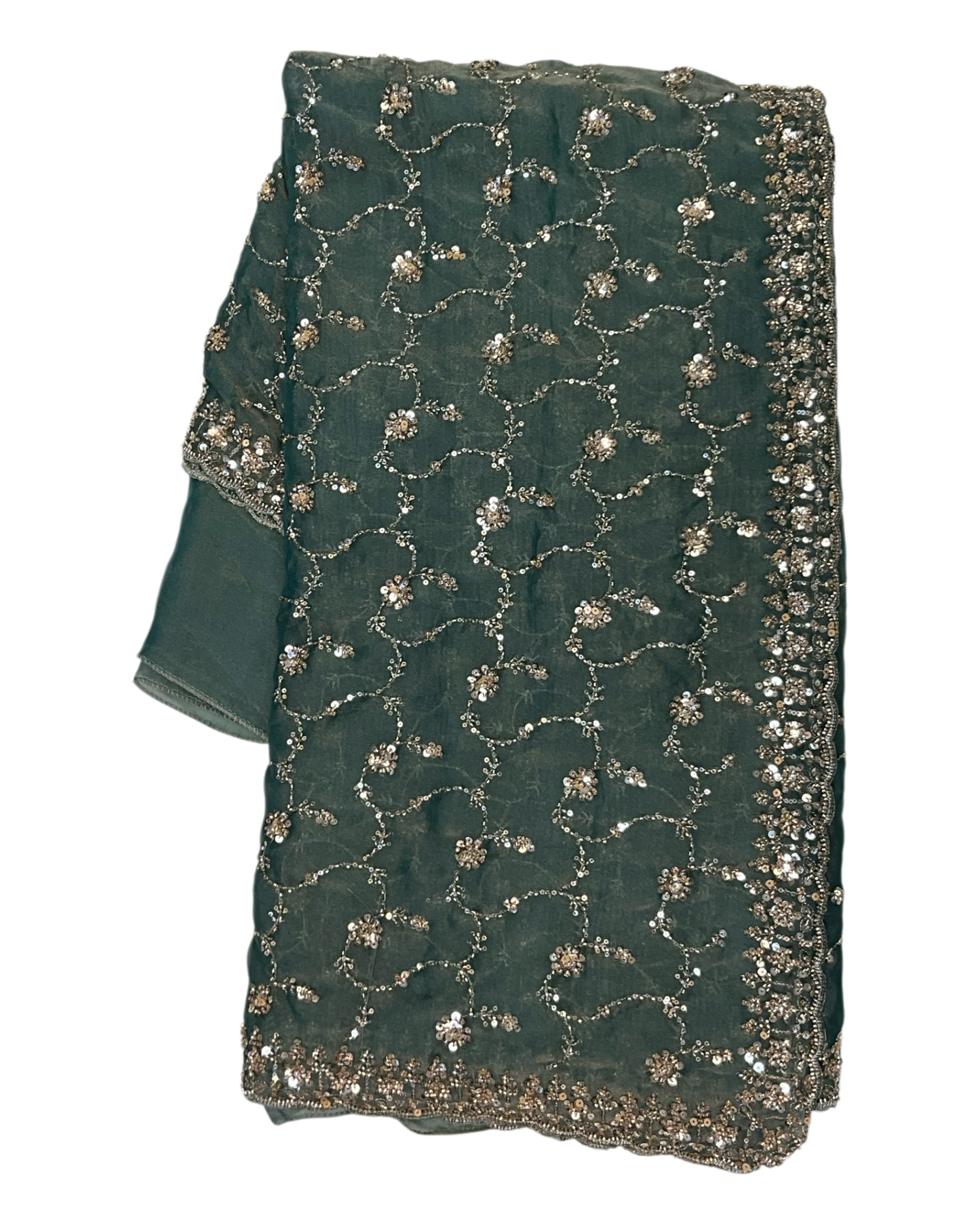 Turquoise - Rich Bridal Saree with Allover Embroidery and Blouse Piece - UK stock - 24hr Dispatch - RS2519 JT