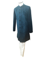 Teal Blue with Self Sequins Fully Embroidered  Soft Sherwani Set - UK Stock - 24h Dispatch - Spark18 JY 0324