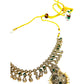 Green - Medium Size Antique Gold Finish Necklace Set with Earrings - SJ06 08H25