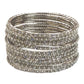 Silver - Set of 12 Stone / Pearl Bangles - Silver Finish (Pair) - JAN739 Vp 0923
