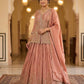 Size UK 12 (38") Pastel Pink - Mid Length Blouse Lehenga Set - Mehndi / Sangeet / Bridesmaids / Weddings / Garba  - UK Stock - 24h Dispatch - AFDM2287 09TP26