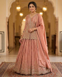 Size UK 12 (38") Pastel Pink - Mid Length Blouse Lehenga Set - Mehndi / Sangeet / Bridesmaids / Weddings / Garba  - UK Stock - 24h Dispatch - AFDM2287 09TP26