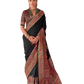 Black - Traditional Block Printed Dupion Silky Saree with Blouse Piece - UK Stock - 2/3 days Delivery  12KC25 K913