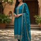 UK 14 / 40" - Turquoise Blue - Silky Ladies Trousers Suit - Sangeet / Henna / Temple - KCS19068 VT