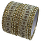 Gold Stone and Pearl - Antique Gold Finish Bangles Set (Set of 10) - UK stock - SM, M, L, XL JAN2648 08T25