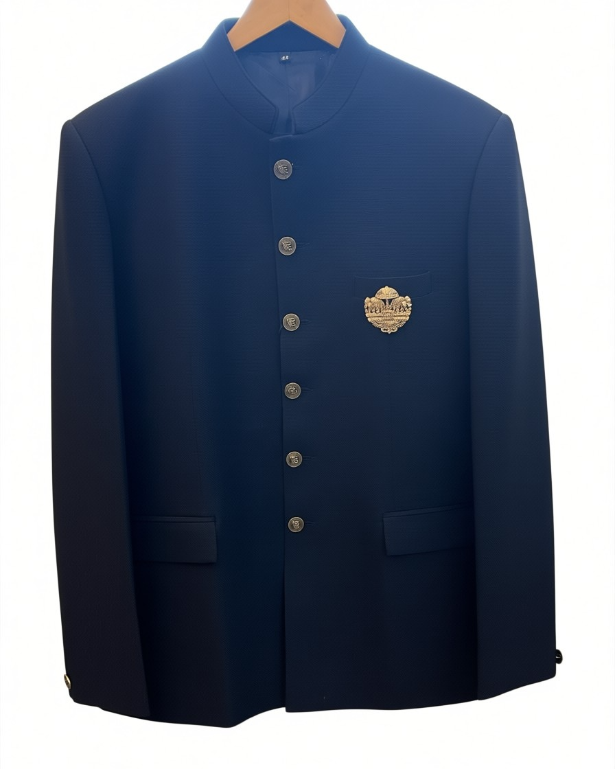 Size 42" Chest - Dark Navy Blue - PREMIUM Slim Fit Mens Jute BandhGala / Prince / Chinese Collar Jacket - Fantastic Fit - CS2603 TH