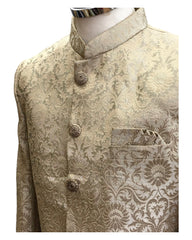 Antique Dark Gold - Classic Self Brocade Sherwani with Antique Buttons -  BS786 JP 0924
