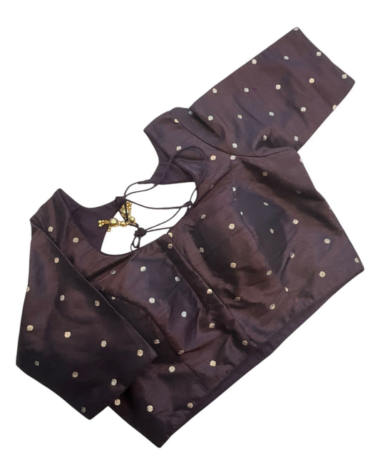 34", 38" & 42" - Coffee Brown - Banarasi Brocade Saree / Lehenga Blouse -UK Stock - Quick Dispatch - X767 08Ap25 - Prachy Creations