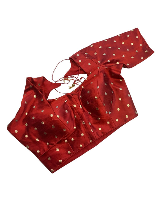34", 38" & 42" - Maroon - Banarasi Brocade Saree / Lehenga Blouse -UK Stock - Quick Dispatch - X767 08Ap25 - Prachy Creations