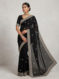Black - Fancy Party Saree with Blouse Piece - UK stock - 24hr Dispatch - SP2603 VY