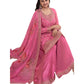 Pink - Simple / Classy Ladies Indian Palazzo Trousers Suit with Printed Dupatta - Size 14 (40") - VF67833 TK1024