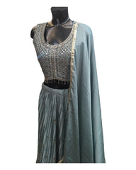 Fully Embroidered Grey Lehenga Set - Size 16(42