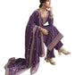 Wine - Rajastahan Print Velvet Ladies Indian Salwar Suit with Dupatta - KK65675 TA 1023