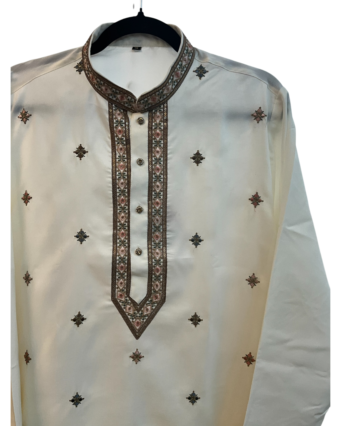 White / Off White - Soft Cotton Silky Mens Kurta Set with Neck Thread Embroidery- Sangeet Mehendi Haldi - KCS1025 06VY26