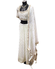 Off White / Cream Fully Embroidered Lehenga Set - Size 18 - UK Stock - 24h Dispatch - KTC2423 TT 0124