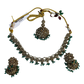Turquoise - Medium Size Antique Gold Finish Necklace Set with Earrings & Head Piece - RAK436 04A26