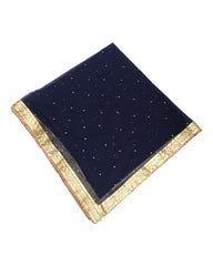 Large Soft Net Dupatta with Gold Beaded Border - Mix N Match -  HSK2307 RP 1023