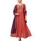 Rust Burnt Orange- Cotton Block Printed Long Dress with Dupatta - Available in Sizes 14(40") & 20 (46") - BH1004 KK 0924