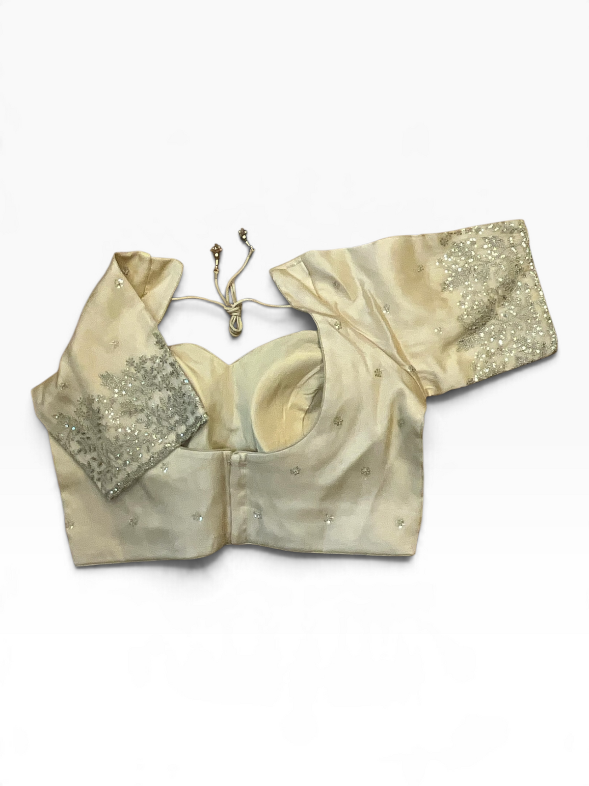 Size 36" / UK 10 - Gold - Zari Embroidered Silk Blouse with Elbow-Length Sleeves - UK Stock - With Margin inside - VAM1296 - KY