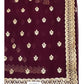 Wine - Chiffon - Party Wear Embroidered Saree with Blouse Piece - SP2504008 VY