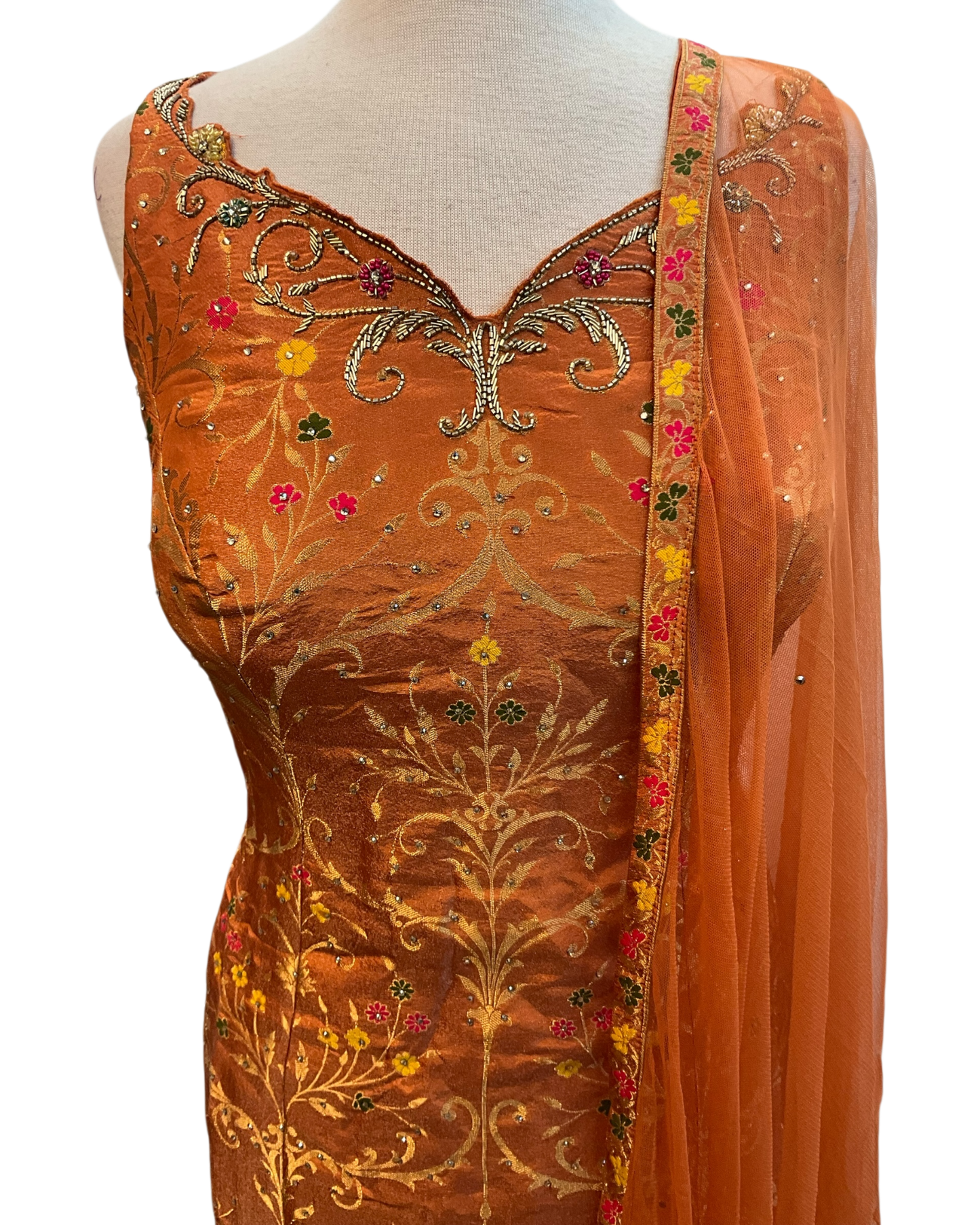 Size 18 (44") - Rust / Orange - Designer Ladies Medium Top Palazzo Trousers Suit - VMK AGNI RY