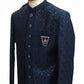 Navy Blue - Stunning Double Layered Mens Sherwani - SHU2508 JC 0325