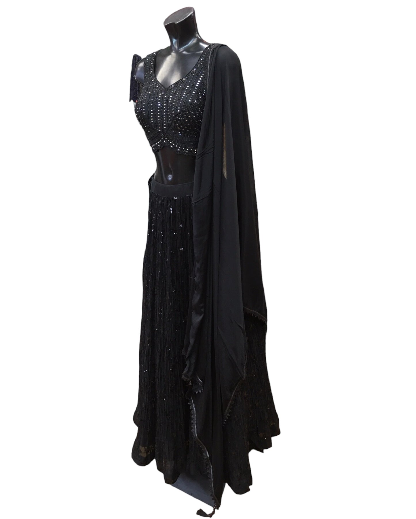 Stunning Intricately Embroidered Black Lehenga Set - Size 12 - UK Stock - 24h Dispatch - HD132 CY 0124