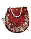 Maroon - Silky Bollywood Ladies Potli / Pouch Style HandBag - GJ21 10Rp24