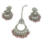 Baby Pink - Large Size Silver Finish Necklace Set with Earrings & Tika (Head Piece) - UK Stock - GGA17 08KK25