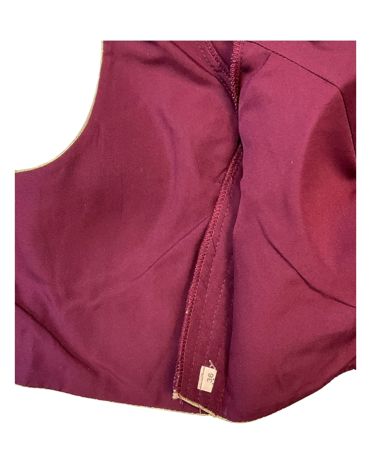 36" & 40" - Wine - Banarasi Tissue Saree / Lehenga Blouse - Margin inside for adjustments - X1228 01KK25 - Prachy Creations