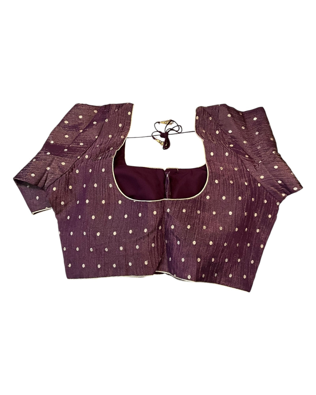 36" & 40" - Wine - Banarasi Tissue Saree / Lehenga Blouse - Margin inside for adjustments - X1228 01KK25 - Prachy Creations