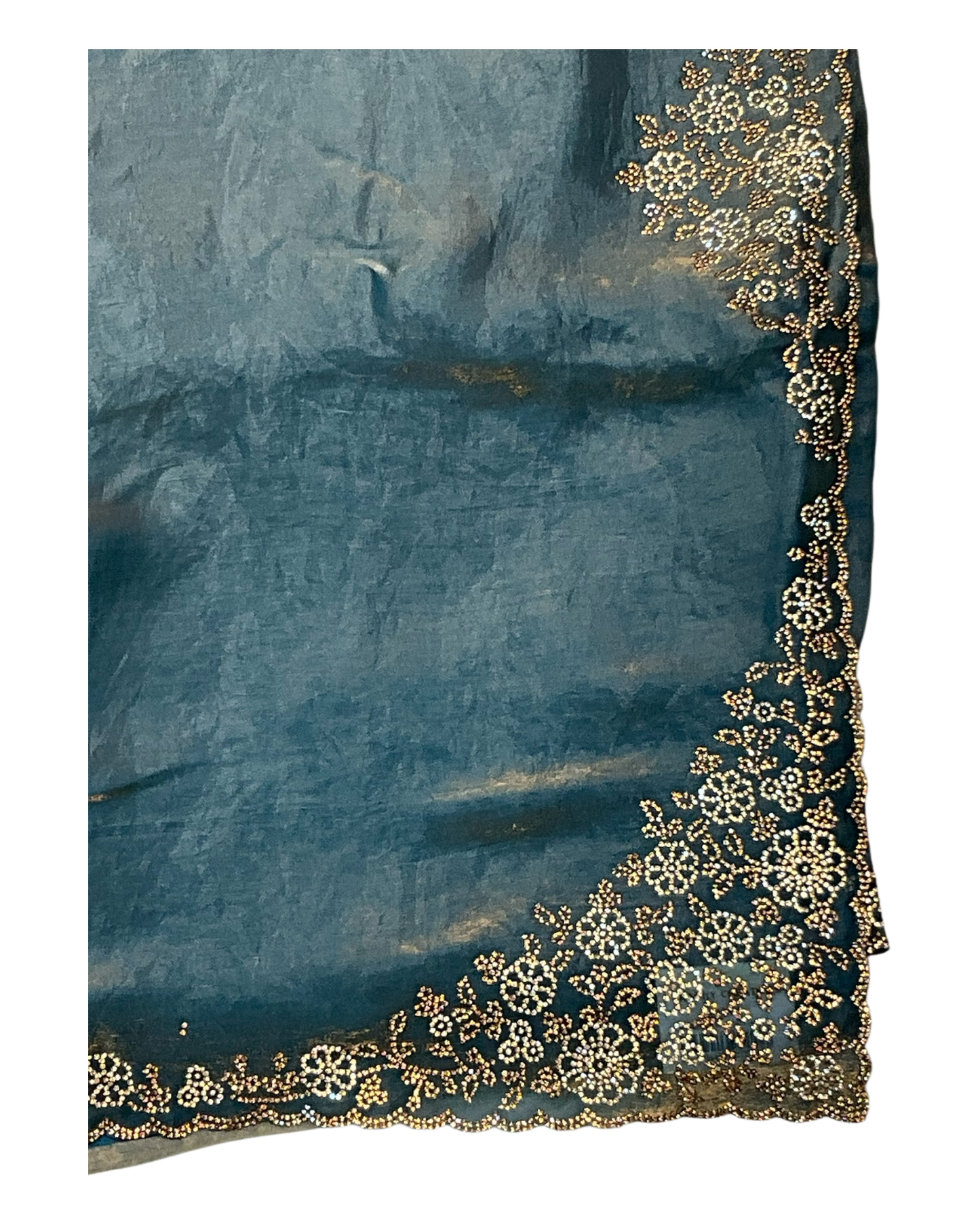 Turquoise - Rich Saree with Stone Work Border and Blouse Piece - UK stock - 24hr Dispatch - RS2511 TA