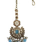 Sky Blue - Large - Antique Gold Finish Traditional Tika Head piece - Bollywood - Weddings - PRI1773  11V24