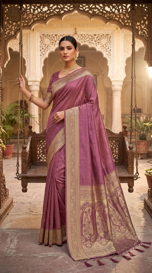 Dusty Pink - Traditional Handloom Saree with Blouse Piece - UK stock - 24hr Dispatch - SP2630 KP