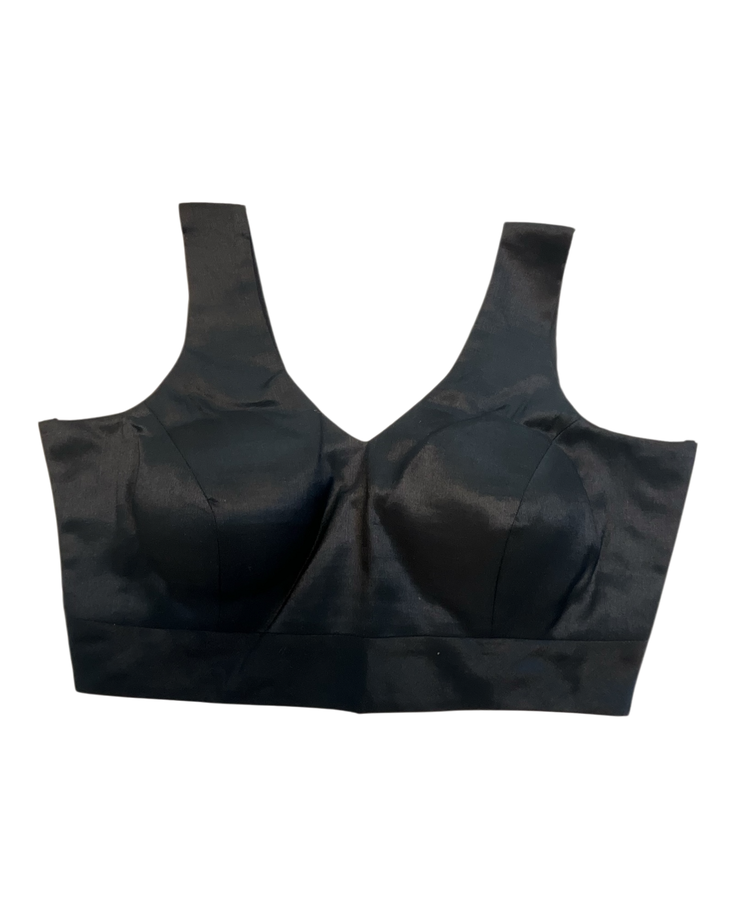 Size 38" / UK 12 - Black - Silky Saree blouse with cups,  Sleeveless - UK Stock - Quick Delivery - RNK - R722A-KY