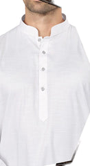Rich / Leather Cotton Mens Indian Kurta set in White - for Sangeet, Mehndi, Eid Celebration (with smart trousers) - FILO 0822 KP
