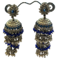 Royal Blue & Pearl Multi-Tiered Step Jhumka Earrings - Bollywood - Weddings - 12JE77 09KY26
