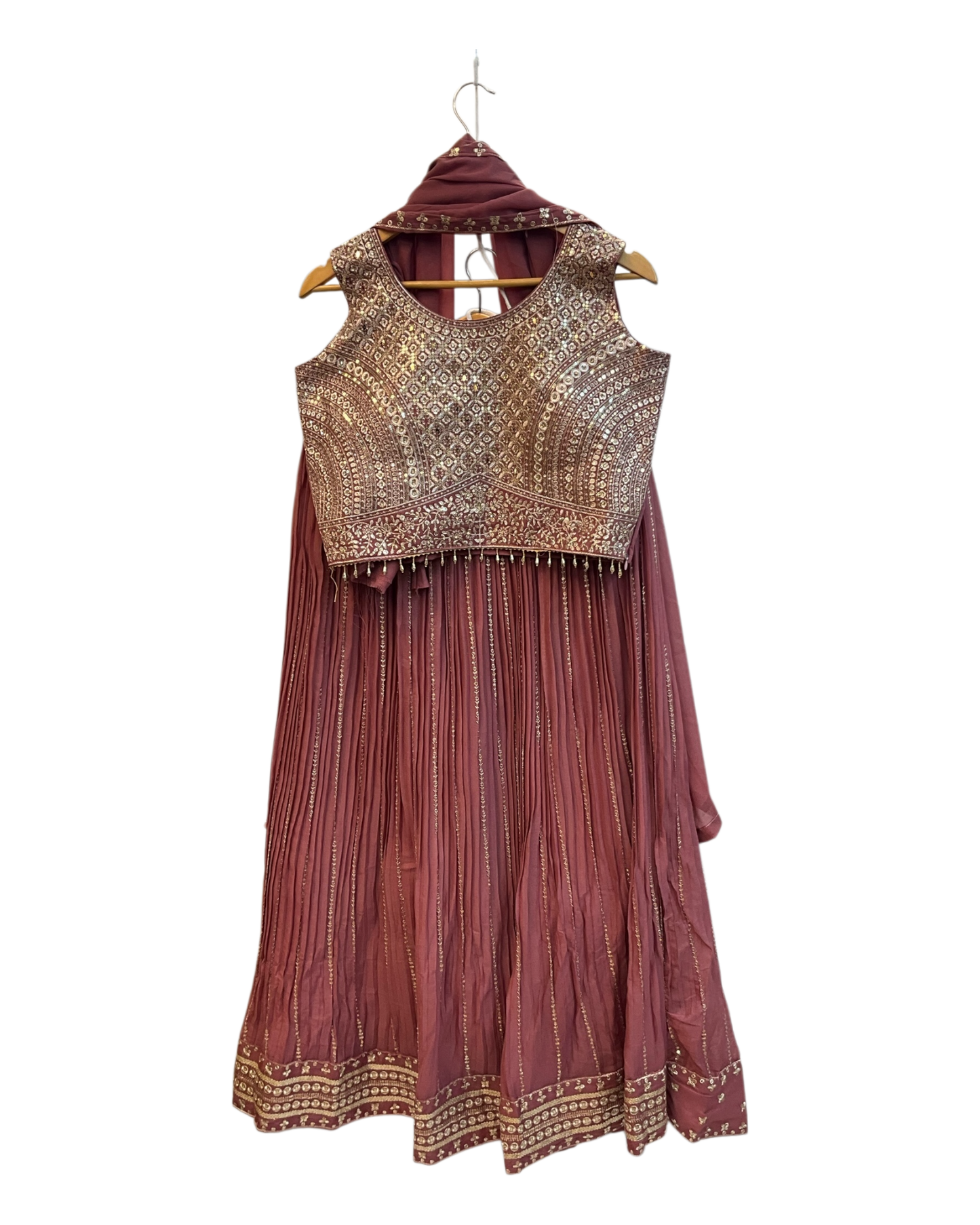 SALE! SALE! Size 12 - Dusty Pink - Ready Made Lehnga Set - Haldi / Mehndi / Weddings - UK Stock - 24h Dispatch - PC2604 VT