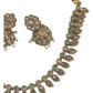 Mint / Pink - Small - Antique Gold Finish Necklace Set with Earrings - AE2402 C 0724