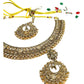 Crystal / Neutral - Medium Size Antique Gold Finish Necklace Set with Earrings - SJ07 08KY25