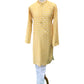 Haldi Yellow - Self Woven Cotton Men's Rich Churidar Kurta Set  -  YD2303 VY0323