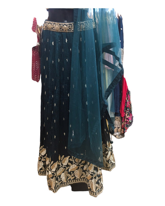 Beautiful Teal Blue Lehenga Set - Size 16(42") - UK Stock - 24h Dispatch - KTC2439 VC0124