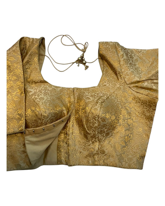 38" & 42" - Gold - Banarasi Brocade Saree / Lehenga Blouse -UK Stock - Quick Dispatch - X1126 01A25 - Prachy Creations