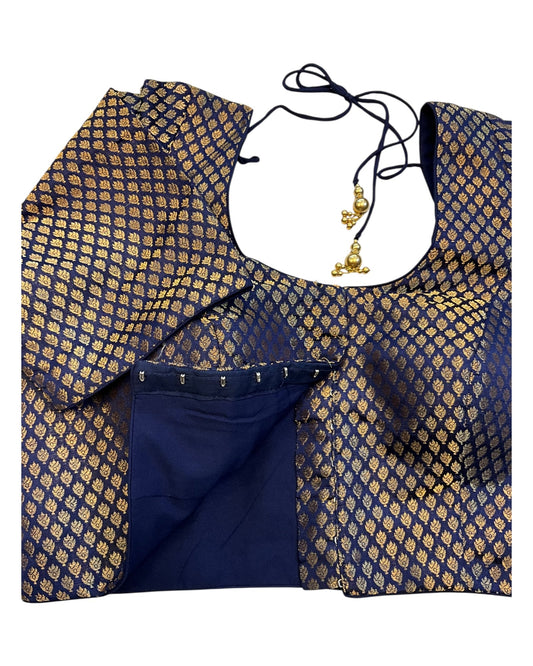 38" & 42" - Navy Blue - Banarasi Brocade Saree / Lehenga Blouse -UK Stock - Quick Dispatch - LT3 08Rp25 - Prachy Creations