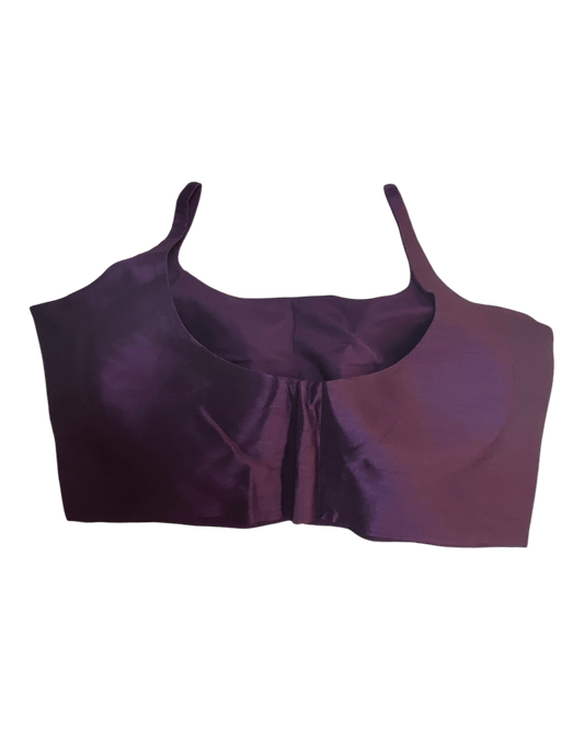 38" / UK 12 - Wine - Silky Designer Saree blouse with cups, Sleeveless - UK Stock - Quick Delivery - RNK - R651-H - Prachy Creations