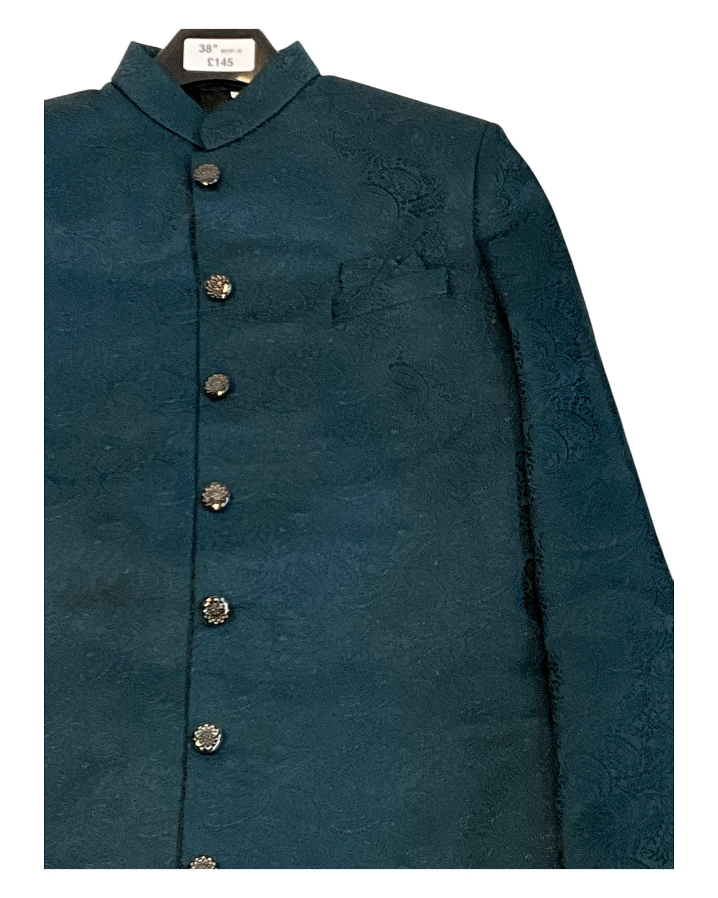 Teal - Classic Banarasi Handloom Brocade Sherwani with quality Buttons -  BS788 08JC25